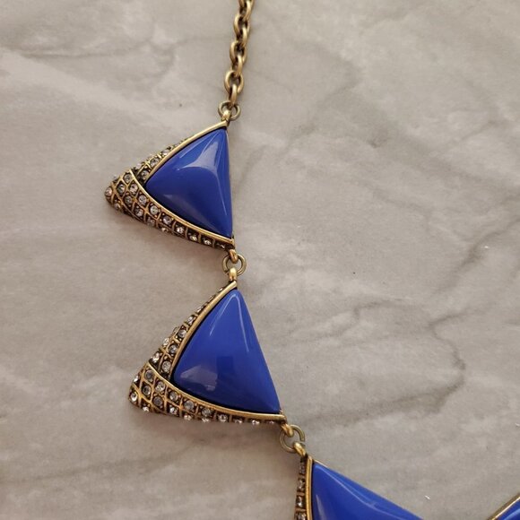 💙 J.Crew Enamel Rhinestones Crystals Pave Antique Mini Statement Necklace 💙 - Picture 9 of 16